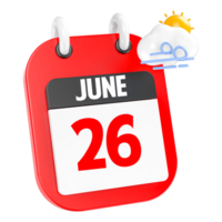 June Sunny Windy Heavy Rain 3D Icon Day 26 png