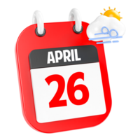 April Sunny Windy Heavy Rain 3D Icon Day 26 png