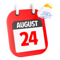 August Sunny Windy Heavy Rain 3D Icon Day 24 png