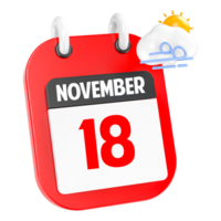 noviembre soleado Ventoso pesado lluvia 3d icono día 18 png