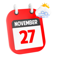 November sonnig windig schwer Regen 3d Symbol Tag 27 png