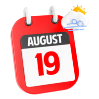 August Sunny Windy Heavy Rain 3D Icon Day 19 png