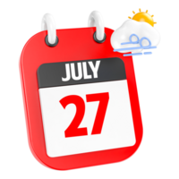 July Sunny Windy Heavy Rain 3D Icon Day 27 png