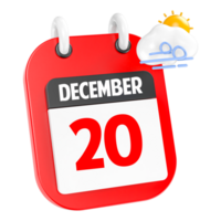 December Sunny Windy Heavy Rain 3D Icon Day 20 png