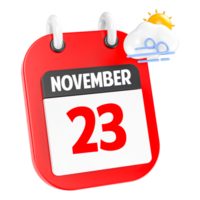 noviembre soleado Ventoso pesado lluvia 3d icono día 23 png