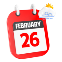 February Sunny Windy Heavy Rain 3D Icon Day 26 png