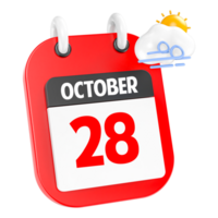 October Sunny Windy Heavy Rain 3D Icon Day 28 png