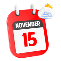 noviembre soleado Ventoso pesado lluvia 3d icono día 15 png