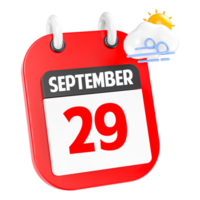 September Sunny Windy Heavy Rain 3D Icon Day 29 png