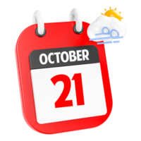 October Sunny Windy Heavy Rain 3D Icon Day 21 png