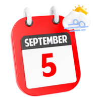 September sonnig windig schwer Regen 3d Symbol Tag 5 png
