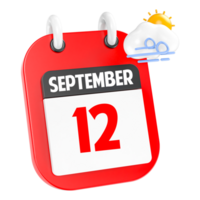 September sonnig windig schwer Regen 3d Symbol Tag 12 png