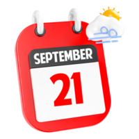 septiembre soleado Ventoso pesado lluvia 3d icono día 21 png