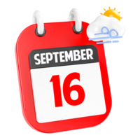 September Sunny Windy Heavy Rain 3D Icon Day 16 png