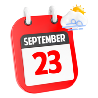 septiembre soleado Ventoso pesado lluvia 3d icono día 23 png