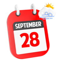 septiembre soleado Ventoso pesado lluvia 3d icono día 28 png