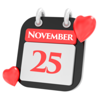 noviembre con corazón mes día 25 png