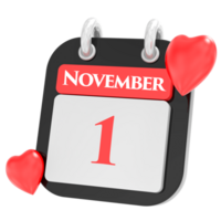 November mit Herz Monat Tag 1 png