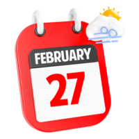 February Sunny Windy Heavy Rain 3D Icon Day 27 png