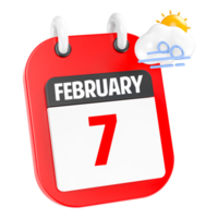 February Sunny Windy Heavy Rain 3D Icon Day 7 png