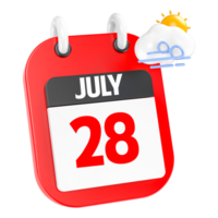 July Sunny Windy Heavy Rain 3D Icon Day 28 png
