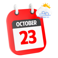 October Sunny Windy Heavy Rain 3D Icon Day 23 png