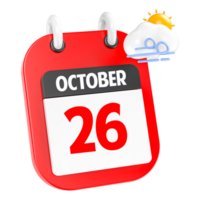 October Sunny Windy Heavy Rain 3D Icon Day 26 png