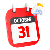 October Sunny Windy Heavy Rain 3D Icon Day 31 png