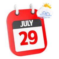 July Sunny Windy Heavy Rain 3D Icon Day 29 png