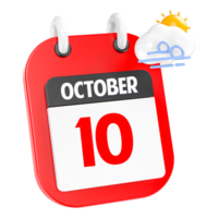 October Sunny Windy Heavy Rain 3D Icon Day 10 png