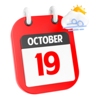 October Sunny Windy Heavy Rain 3D Icon Day 19 png