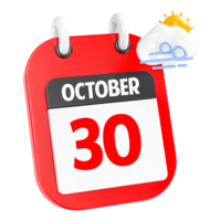 October Sunny Windy Heavy Rain 3D Icon Day 30 png
