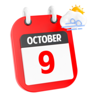 Oktober sonnig windig schwer Regen 3d Symbol Tag 9 png