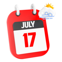 July Sunny Windy Heavy Rain 3D Icon Day 17 png