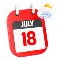 July Sunny Windy Heavy Rain 3D Icon Day 18 png