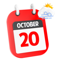 October Sunny Windy Heavy Rain 3D Icon Day 20 png