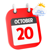 octubre soleado Ventoso pesado lluvia 3d icono día 20 png