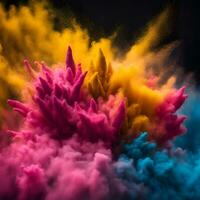 Great   explosion colored paint art. Generative AI photo