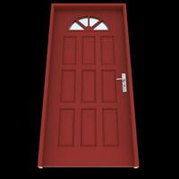 Red door Wide-Open Access Point on Isolated White Canvas photo