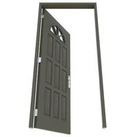 Gray door Accessible Gateway with Isolated White Backdrop photo