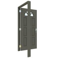 Gray door Wide-Open Access Point on Pure White Isolated Background photo