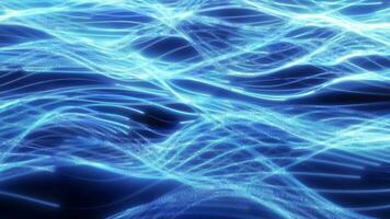 Energy abstract blue lines from dots and waves from magic and electricity background video