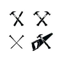 Set of Saw and Hammer Symbol Logo design vector