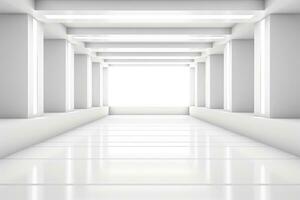 AI generated Abstract futuristic architecture background, Minimal technology white backdrop, Generative AI photo