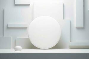 AI generated Abstract futuristic architecture background, Minimal technology white backdrop, Generative AI photo