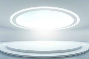 AI generated Abstract futuristic architecture background, Minimal technology white backdrop, Generative AI photo