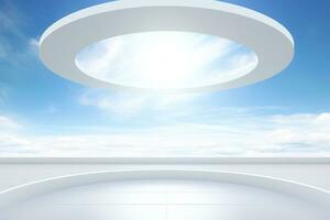 AI generated Abstract futuristic architecture background, Minimal technology white backdrop, Generative AI photo