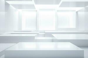 AI generated Abstract futuristic architecture background, Minimal technology white backdrop, Generative AI photo