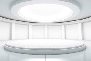 AI generated Abstract futuristic architecture background, Minimal technology white backdrop, Generative AI photo