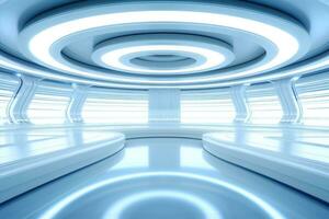 AI generated Abstract futuristic architecture background, Minimal technology white backdrop, Generative AI photo